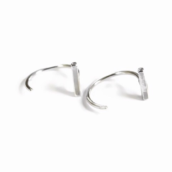 RESTOCKED! Tiny Cute Bar End Hug Half Hoop Threader Earrings Ear Jackets - Picture 3 of 12